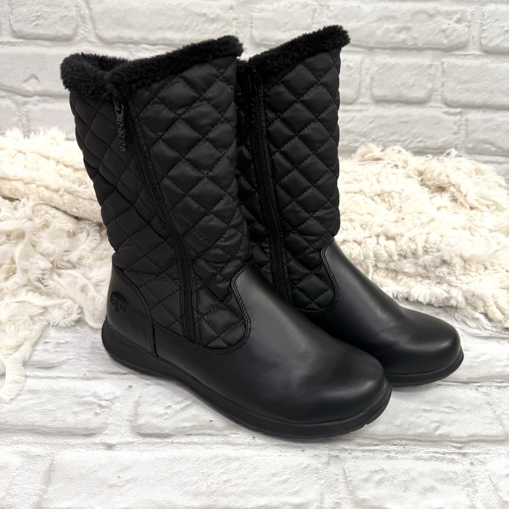 The Totes Jade Quilted Snow Boot Faux Fur Size 7M Black All Weather Winter Boots - Picture 2 of 13